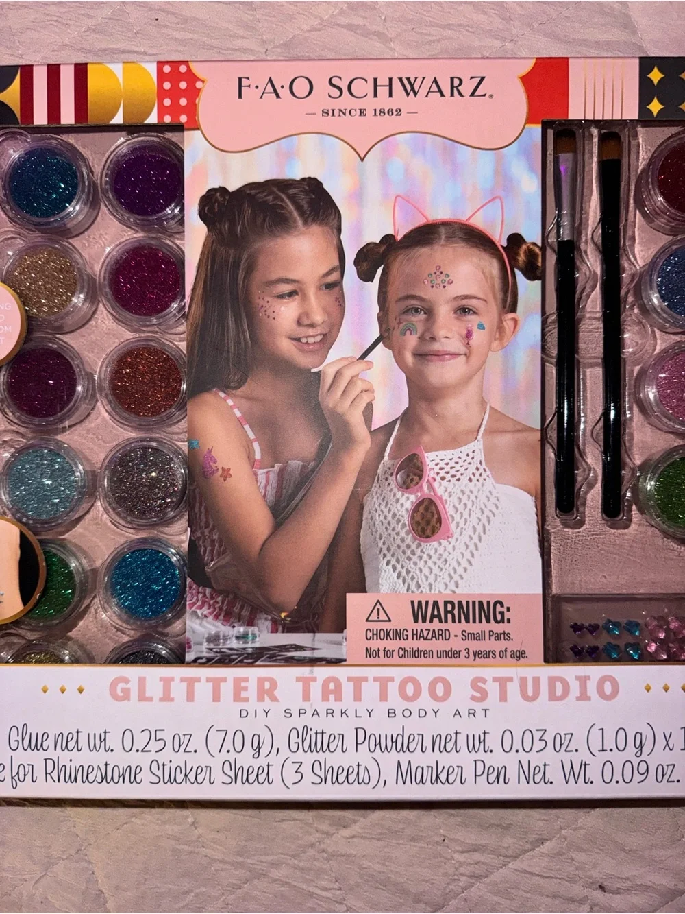 FAO Schwarz Glitter Tattoo Studio - Pink & Multicolor Glitter Set
